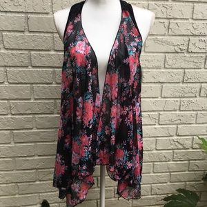 Torrid Floral Chiffon Lace Back Vest